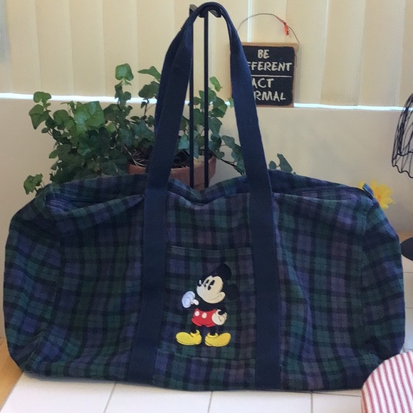 Disney Other - ‘Disney’ Green/Navy Blue Plaid Tote